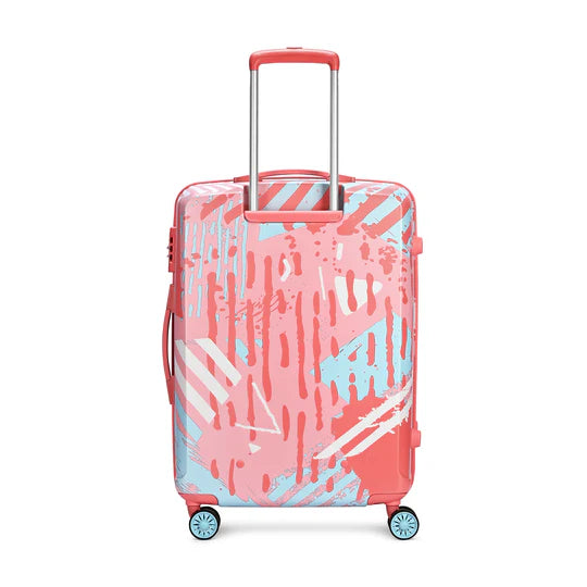 WANDERLUST PINK WHITE HARD CASE LUGGAGE TROLLEY BAG