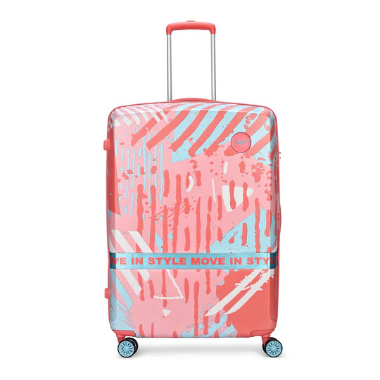 WANDERLUST PINK WHITE HARD CASE LUGGAGE TROLLEY BAG