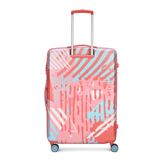 WANDERLUST PINK WHITE HARD CASE LUGGAGE TROLLEY BAG