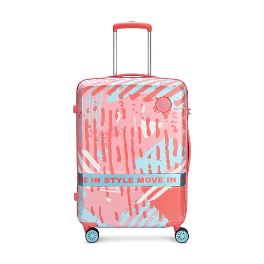 WANDERLUST PINK WHITE HARD CASE LUGGAGE TROLLEY BAG