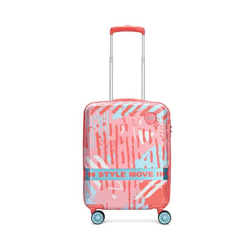 WANDERLUST PINK WHITE HARD CASE LUGGAGE TROLLEY BAG