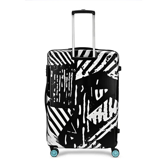WANDERLUST BLACK WHITE HARD CASE LUGGAGE TROLLEY BAG